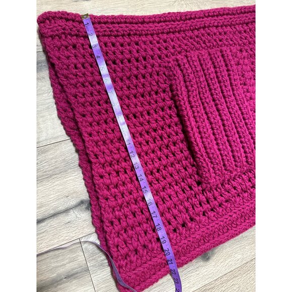 Handmade Birchberry Lane Burgundy Raspberry Chunky Knit Pocket Shawl Sweater Coz - Picture 4 of 7